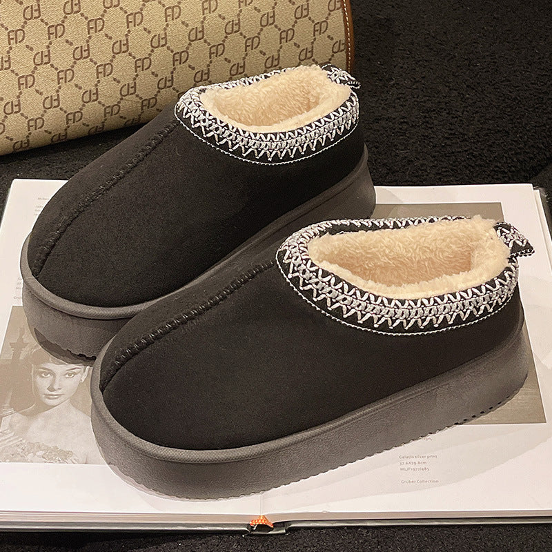 Suede Cotton Slippers Women Autumn Winter