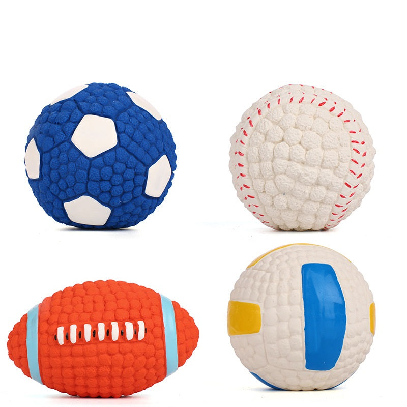 TUGME Dog toy bite-proof teeth molar latex toy ball pet interactive sound training ball pet supplies