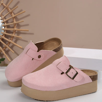 Thick Sole Half Slippers Women's Toe Cap Slip-on