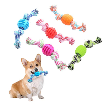 TUGME Pet Dog Toy Cotton Rope Double Knot Ball Bite Resistant Tooth Cleaning Toy Ball Pet Supplies