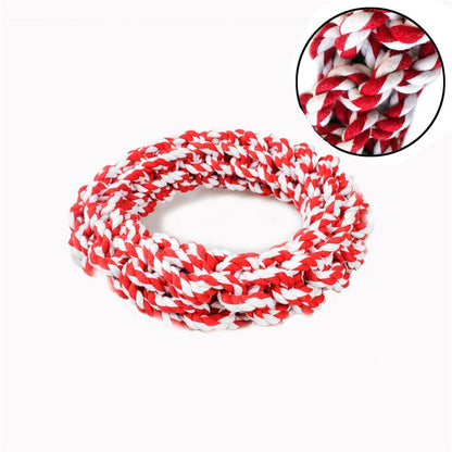 TUGME Pet Cotton Rope Knot Toy Dog Wear-Resistant Toy Dog Interactive Circle
