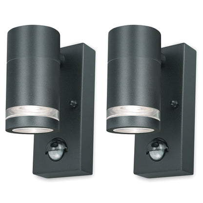 4lite Marinus GU10 Single Direction Outdoor Wall Light with PIR - Anthracite