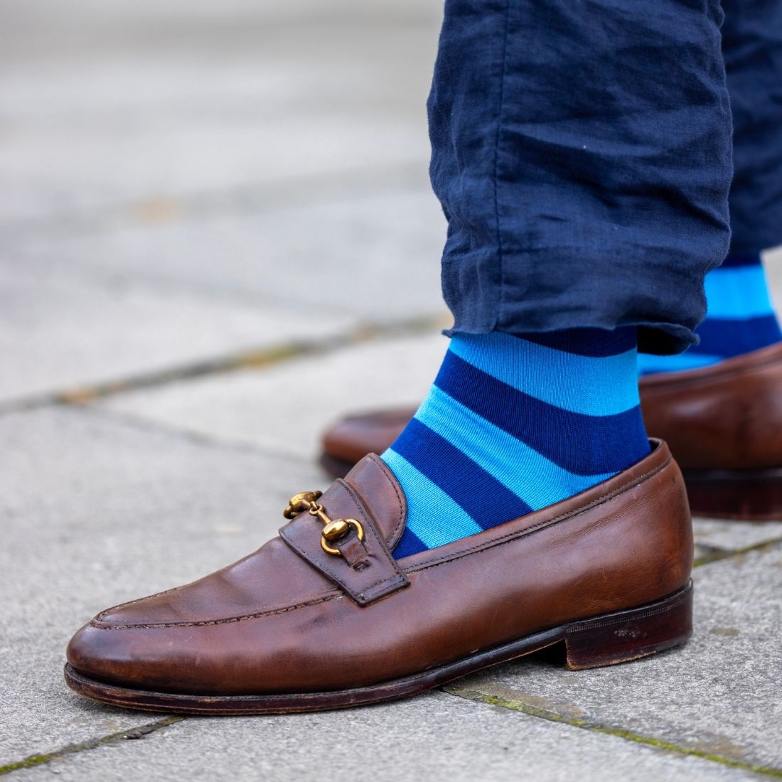 Blue Stripe Matching Bamboo Socks (Adult & Child)