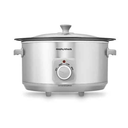 Morphy Richards 3.5L Sear & Stew Slow Cooker, Shatter Resistant Aluminium Pot, 3 Heat Settings, Hob Proof, Easy Clean, 163W, Black, 460012