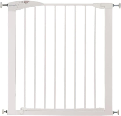 Munchkin Stair Gate Maxi Secure Toddler & Baby Gate 76-82cm extends up to 117cm with separately sold extensions | Pressure Fit Baby Safety & Dog Gate for Doorways | No-Screw Install Child Gate, White