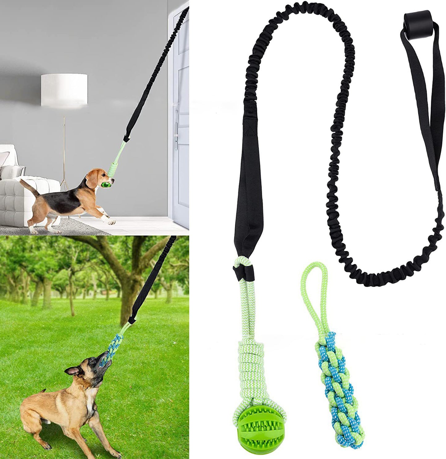 TUGME Dog Tug Of War Rope Molar Cleaning Tooth Bite Rope Toy Outdoor Inner