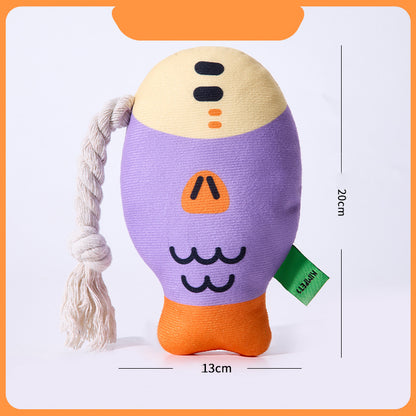 TUGME Plush Chew Toys For Inside Dog Plush Squeaky Toys Puffhead Fish Chew Toys Sound Interactive Teeth Toy Wear-Resistant Dog Toys