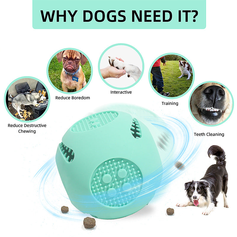 TUGME Pet Dog Toy Ball Cat Toy Outdoor Bite-resistant Puzzle Anti-choking Molar Cleaning Food-grade Silicone Leaking Food Ball