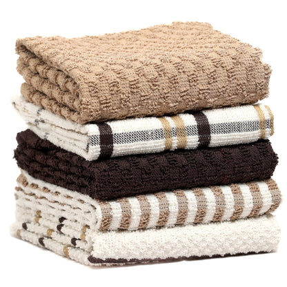 5 Pack Super Absorbent Check Quick Drying Cotton Terry Kitchen Tea Towels Durable Versatile Dish Towels for Home and Professional Use 45cm x 65cm by OLIVIA ROCCO