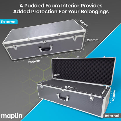 Maplin Plus Aluminium 270 x 850 x 295mm Flight Case - Black