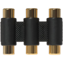 Maplin 3-Way RCA Phono Coupler Adapter Red/White/Yellow Sockets - Black