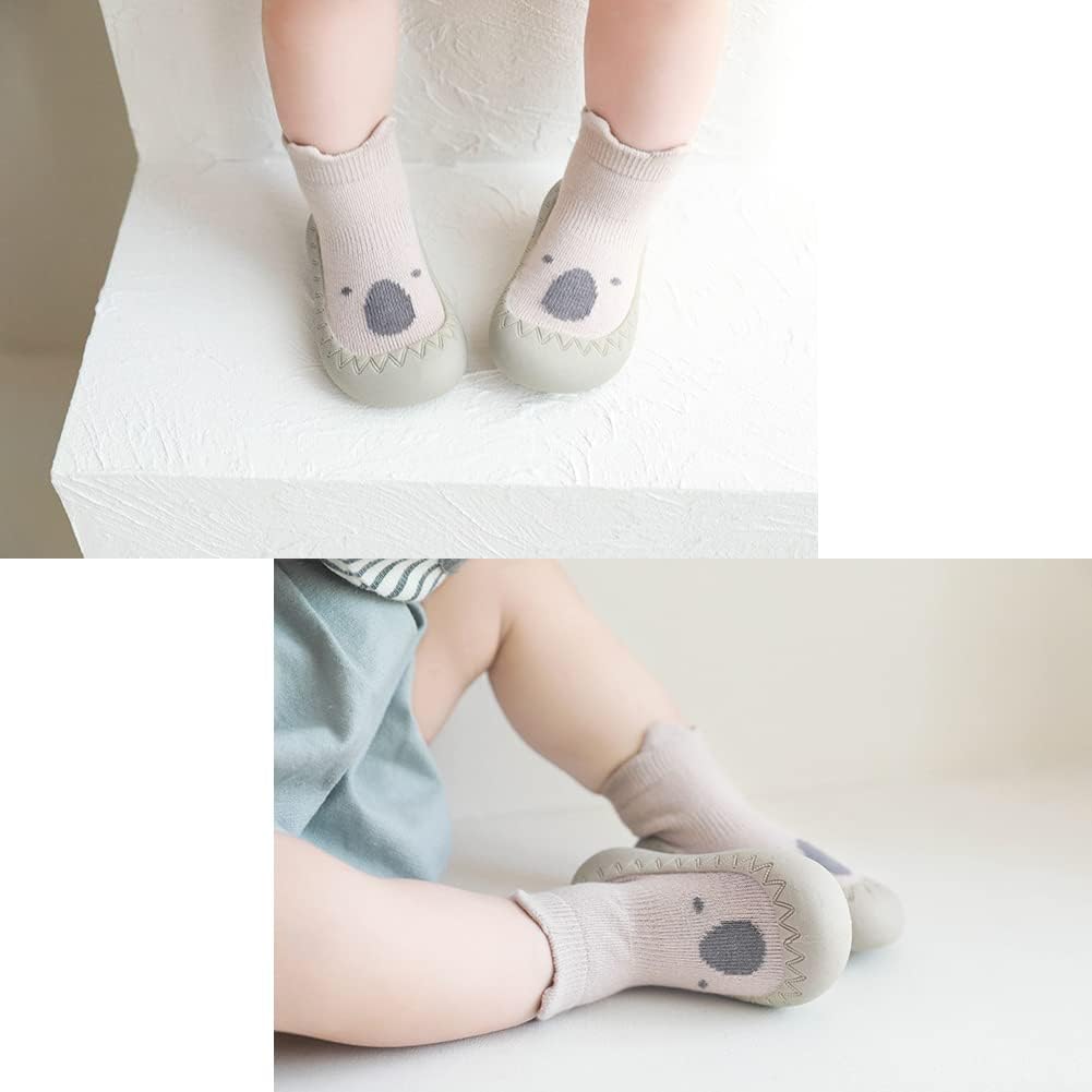 Toddler Sock Shoes Cute Baby First Walking Shoes Soft Sole with Grips for Boys Girls