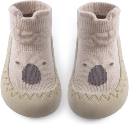 Toddler Sock Shoes Cute Baby First Walking Shoes Soft Sole with Grips for Boys Girls