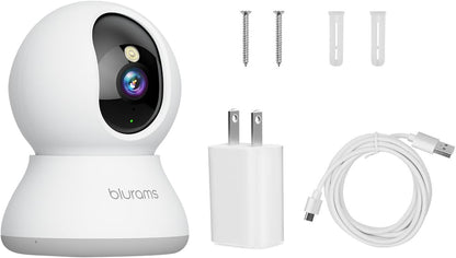 blurams Pet Camera 2K, Indoor Cameras, Dog Camera, 360° Home Security Cameras, Color Night Vision, Motion Tracking, 2-Way Talk, Cloud&SD, APP Control, Works with Alexa