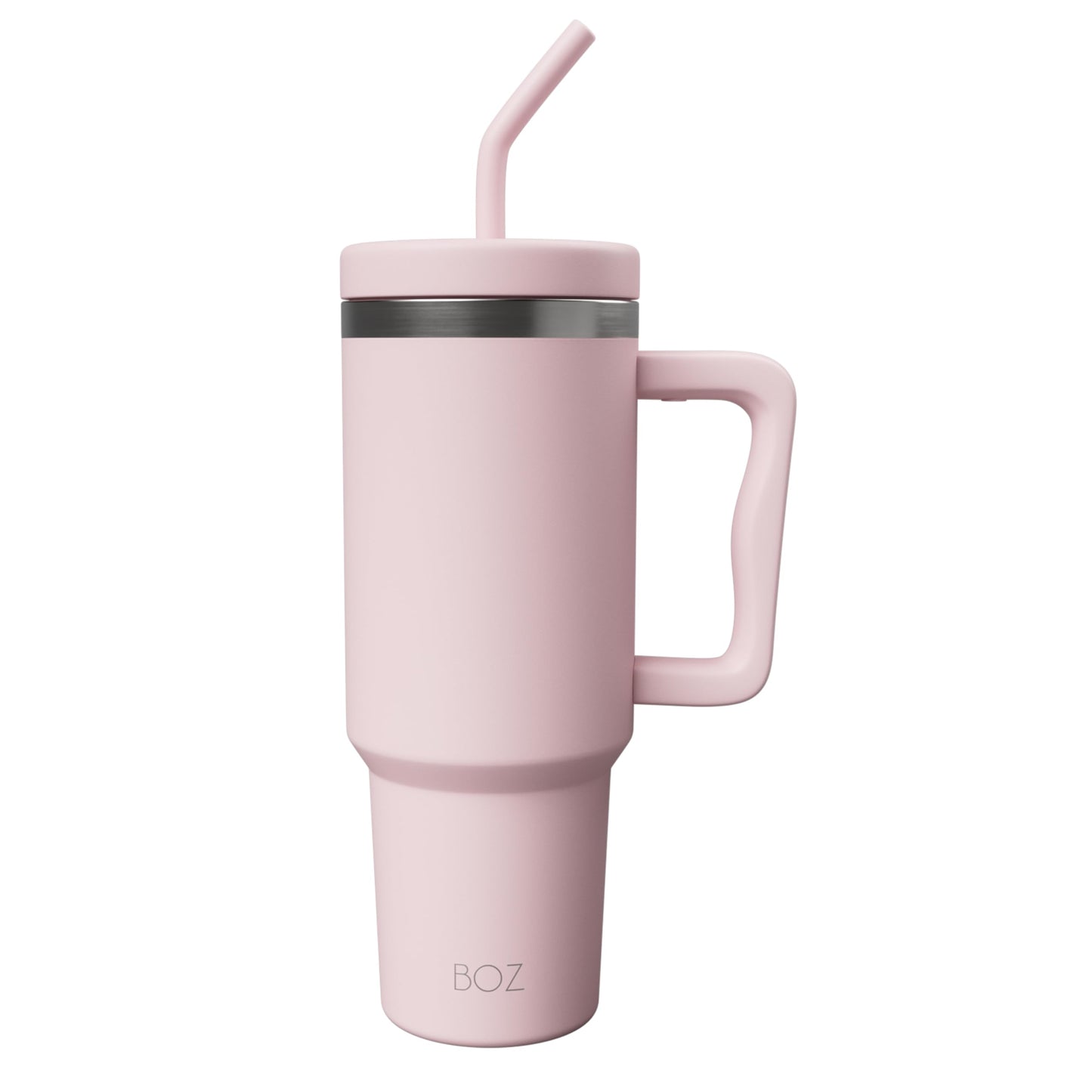 BOZ 40 oz Tumbler with Handle and Straw Lid - Cupholder-Friendly, Insulated Stainless Steel Water Bottle, Reusable Travel Mug, Ideal for Hot & Cold Beverages (White)