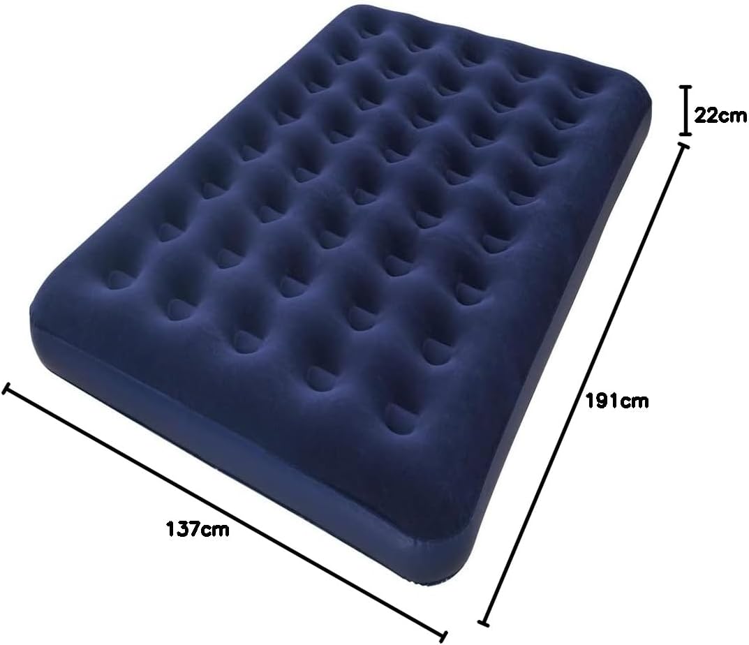 Bestway 67002 Adult Inflatable Mattress 1.91 m x 1.37 m x 22 cm Single, Navy Blue