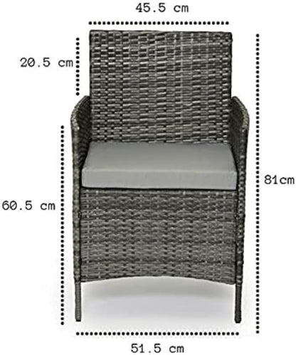 Grey Rattan Garden Furniture Set Patio Conservatory Balcony Indoor Outdoor 4 Seater Piece Glass Top Coffee Table Modular Sofa Loveseat with Cushions