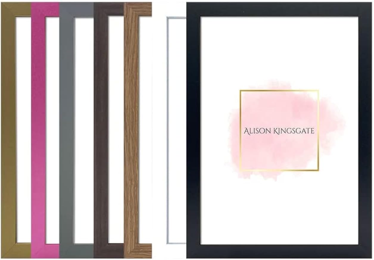 Alison Kingsgate Elegant Sleek Black A3 Frame Size (29.7 x 42cm) - Flat Classic Design Black A3 Picture Frame with Safe Perspex Front & Wall Hanging Hooks - British Handmade Décor Frames