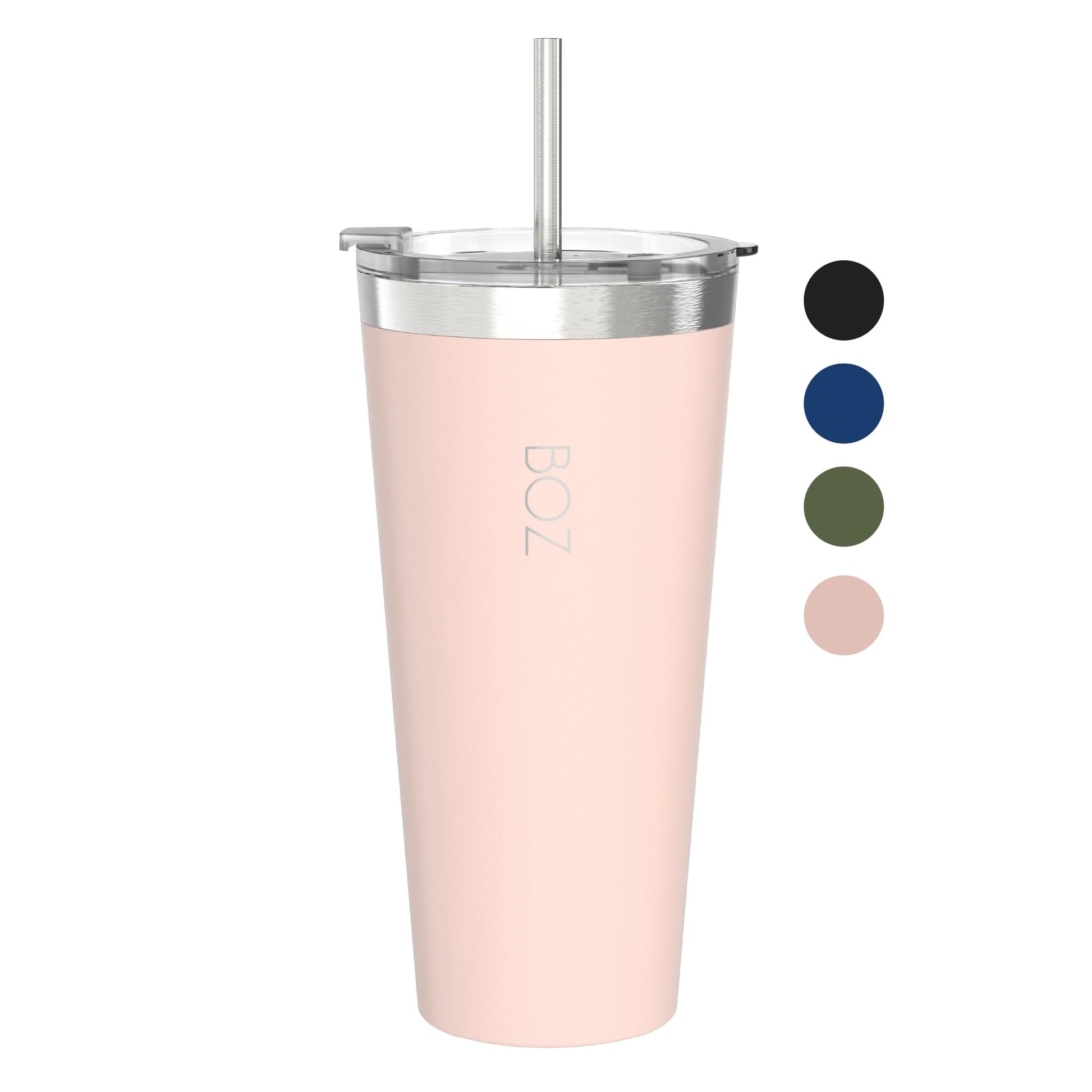 BOZ Insulated Tumbler Cup - Stainless Steel with Lid and Straw - Thermal Cup Perfect for Hot and Cold Drinks - BPA Free (650 ml / 22oz, Blue)