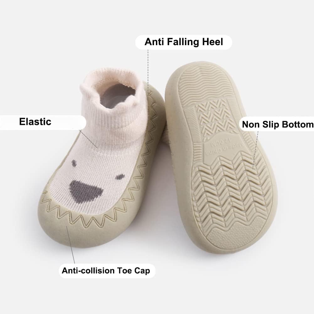 Toddler Sock Shoes Cute Baby First Walking Shoes Soft Sole with Grips for Boys Girls
