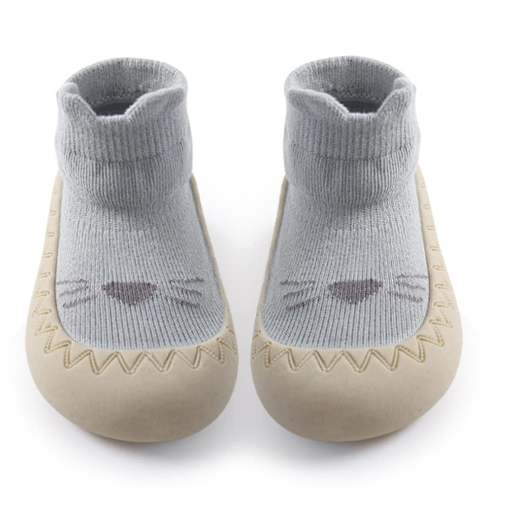 Toddler Sock Shoes Cute Baby First Walking Shoes Soft Sole with Grips for Boys Girls