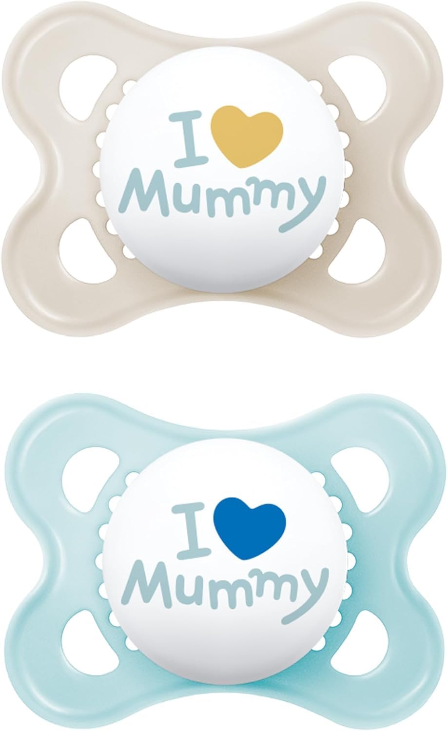 MAM Original Soothers | 0-6 Months | 2 Pack | Comes in Dummy Steriliser Case | Sustainable Materials | Baby Accessories for Newborn | Blue/Cream (Various Designs)