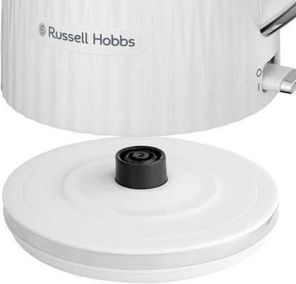 Russell Hobbs Electric Kettle (Hot Water, Tea or Coffee, 1.7L, Push to open lid, Perfect pour spout, Removable washable filter, Illuminated switch, Chrome accents, White, 3000W) Eden 27360