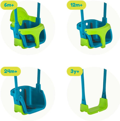 TP Toys, 4-in-1 Ajustable Swing Seat, Premium Outdoor Playground Swing Seat with Adjustable Ropes and Safety Strap, Weather-Resistant, ideal for Gardens and Playgrounds, 6 months - 8 years