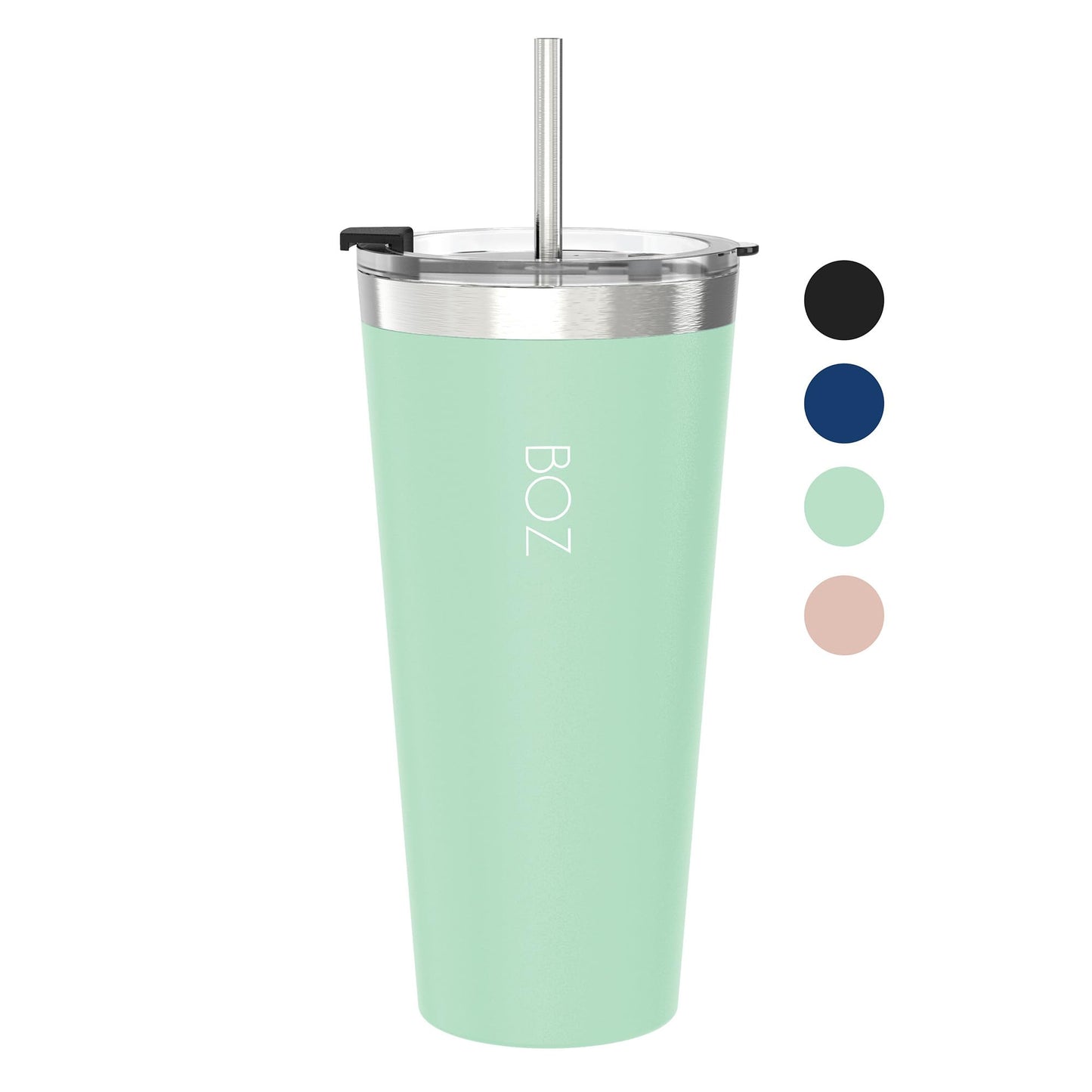 BOZ Tumbler - Tumbler with Lid and Straw - Insulated Tumbler Cup - Cups with Lid and Straw - Stainless Steel - Thermal Cup Perfect for Hot and Cold Drinks - BPA Free (650 ml / 22oz, Pink)