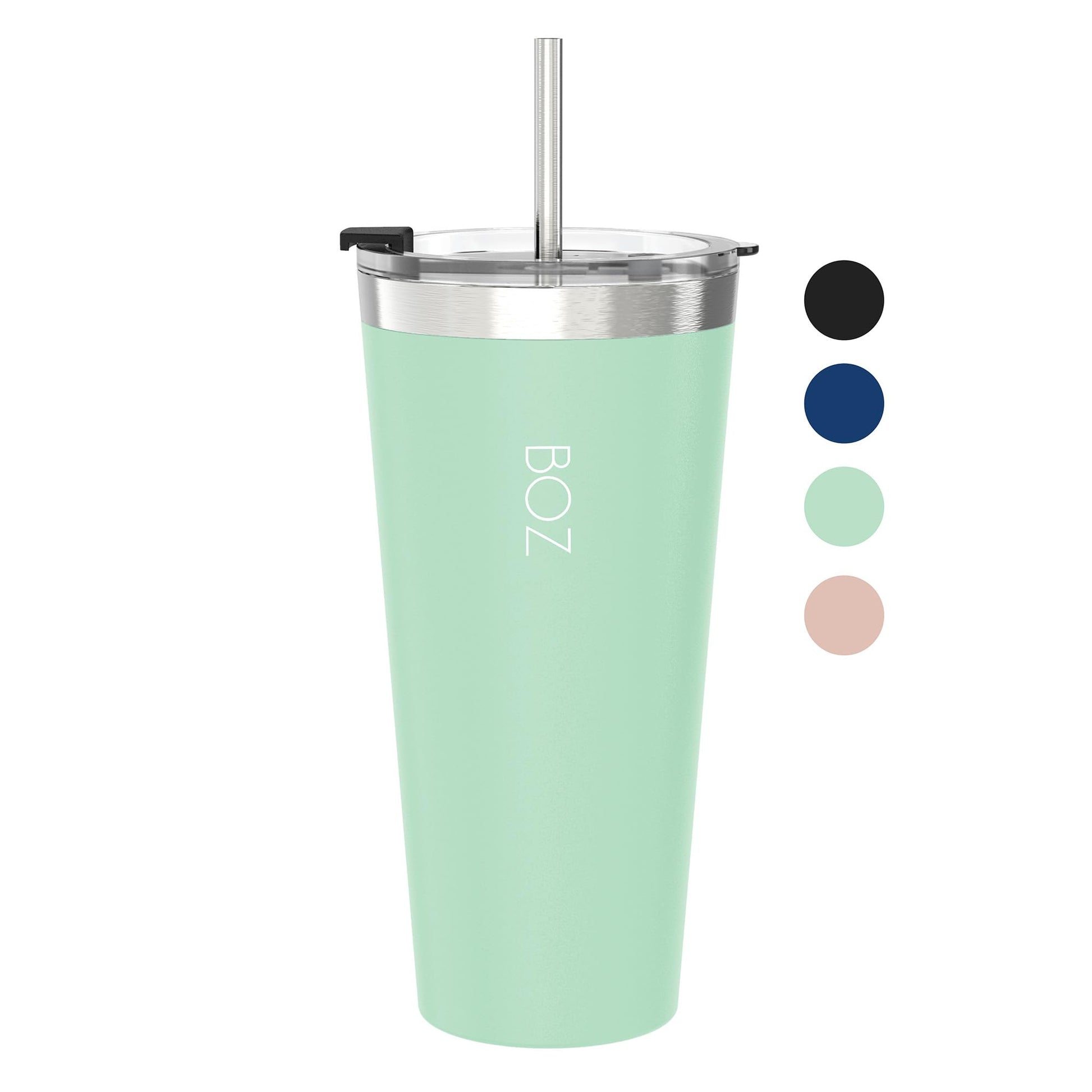 BOZ Tumbler - Tumbler with Lid and Straw - Insulated Tumbler Cup - Cups with Lid and Straw - Stainless Steel - Thermal Cup Perfect for Hot and Cold Drinks - BPA Free (650 ml / 22oz, Pink)