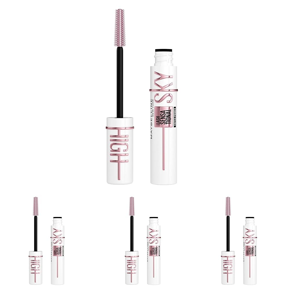 Maybelline New York Lash Sensational Sky High Mascara, Volumising & Lengthening Mascara, Washable Flake-Free Formula Infused with Bamboo Extract & Fibres, 7.2 ml, Shade: 01, Very Black