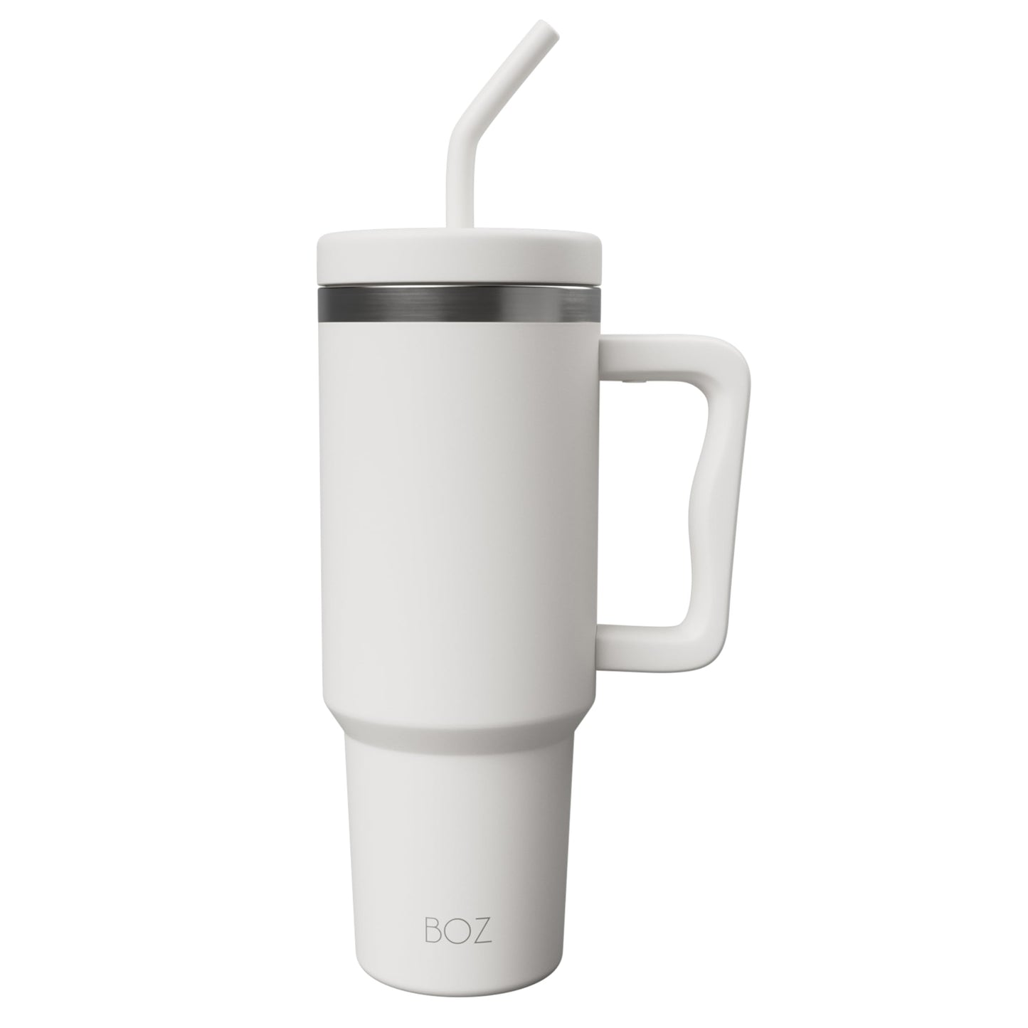 BOZ 40 oz Tumbler with Handle and Straw Lid - Cupholder-Friendly, Insulated Stainless Steel Water Bottle, Reusable Travel Mug, Ideal for Hot & Cold Beverages (Black)