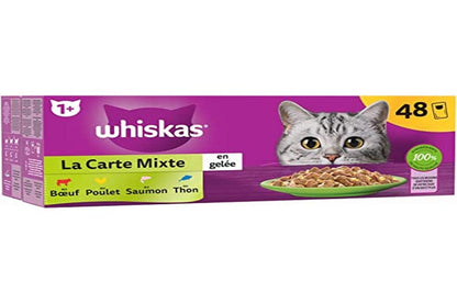 whiskas 1 plus Adult Mixed Selection in Jelly 84 Pouches, Adult Wet Cat Food, Megapack (84 x 85 g)