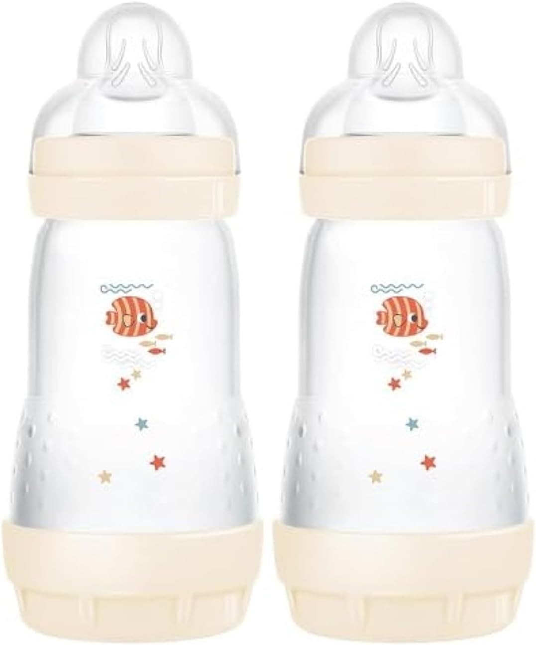 MAM Easy Start Anti-Colic Baby Bottles | 3 Pack (3 x 260) | Self-Sterlising Baby Milk Bottle | Medium Flow MAM Teats Size 2 | Newborn Essentials | Blue (Various Designs)