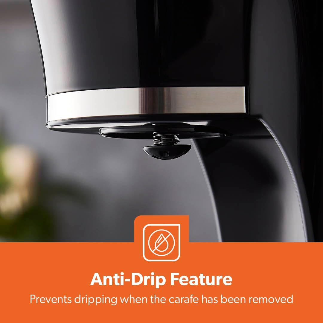 GEEPAS 1.5L Filter Coffee Machine | 800W Coffee Maker for Instant Coffee, Espresso, Macchiato & More | Boil-Dry Protection, Anti-Drip Function, Automatic Turn-Off Feature, Black