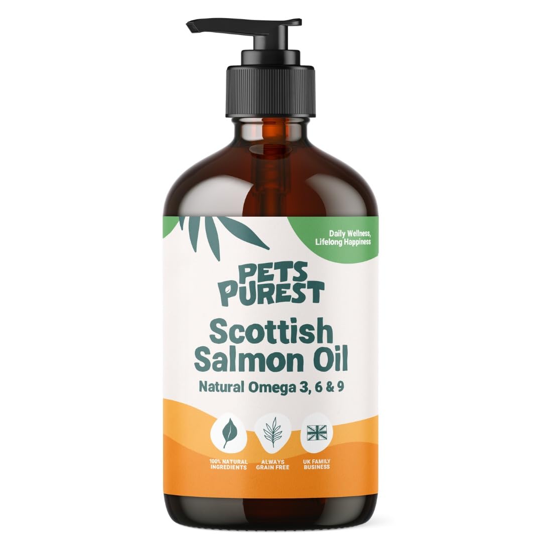 Scottish Salmon Oil For Dogs, Cats, Horse, Ferret - Pure Omega 3, 6 & 9 Fish Oil Food Treats Supplement for Natural Coat, Immune Support, Itchy Skin, Joint & Brain Health (500ml)