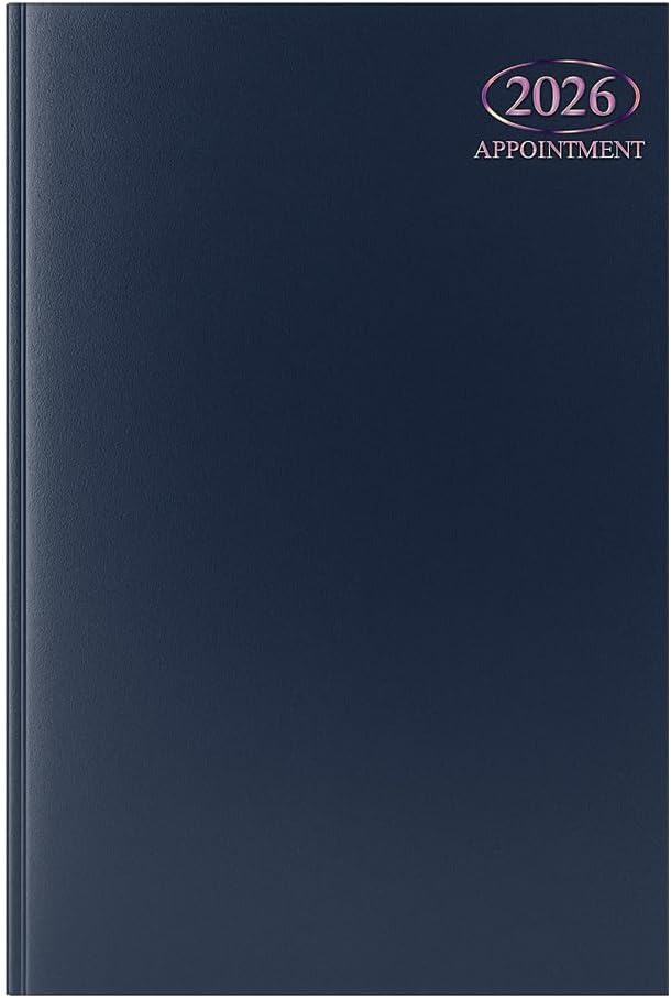 2026 Appointment Week to View A4 Diary, A4 WTV Planner Hardback Cover Casebound, Hourly Appointment Slots from 9:00 to 17:30 Monday to Friday, Black