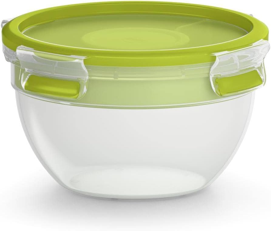 Tefal Master Seal To Go Salad Bowl, Round Food Storage, Clear, Green, 1 l