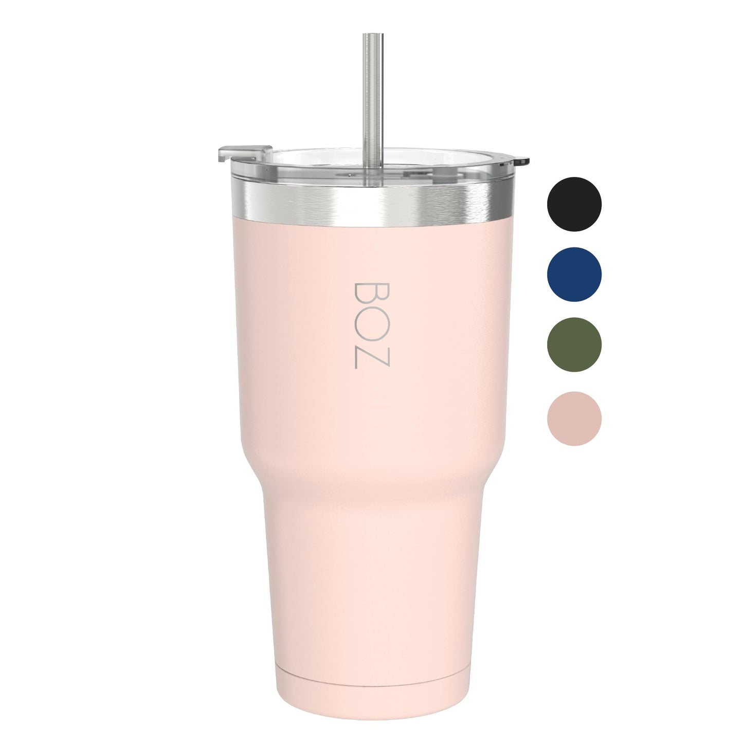 BOZ Insulated Tumbler Cup - Stainless Steel with Lid and Straw - Thermal Cup Perfect for Hot and Cold Drinks - BPA Free (650 ml / 22oz, Blue)
