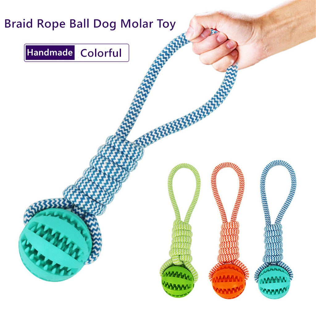 TUGME Dog Toys Balls Interactive Treat Rope Rubber Leaking Balls For Small Medium Dogs Chewing Bite Resistant Pet Tooth Cleaning