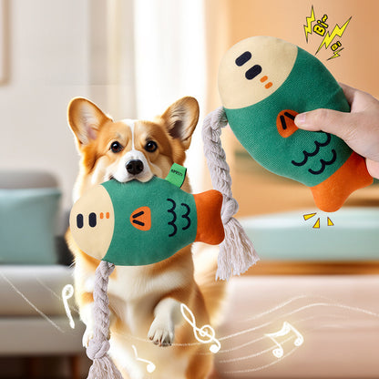 TUGME Plush Chew Toys For Inside Dog Plush Squeaky Toys Puffhead Fish Chew Toys Sound Interactive Teeth Toy Wear-Resistant Dog Toys