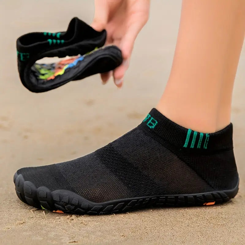 ZVB Women's Water Shoes - Breathable Yoga & Swim Shoes with Elastic Fabric Upper, Non-Slip Rubber Sole for Indoor/Outdoor Activities, Lightweight All-Season Design, Versatile Activewear | Wide Toe Design | Flexible Footwear Cyan & other colors
