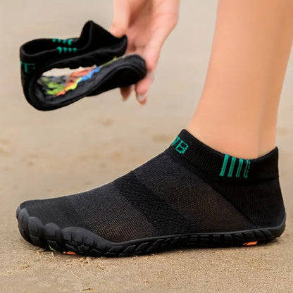 ZVB Women's Water Shoes - Breathable Yoga & Swim Shoes with Elastic Fabric Upper, Non-Slip Rubber Sole for Indoor/Outdoor Activities, Lightweight All-Season Design, Versatile Activewear | Wide Toe Design | Flexible Footwear Cyan & other colors