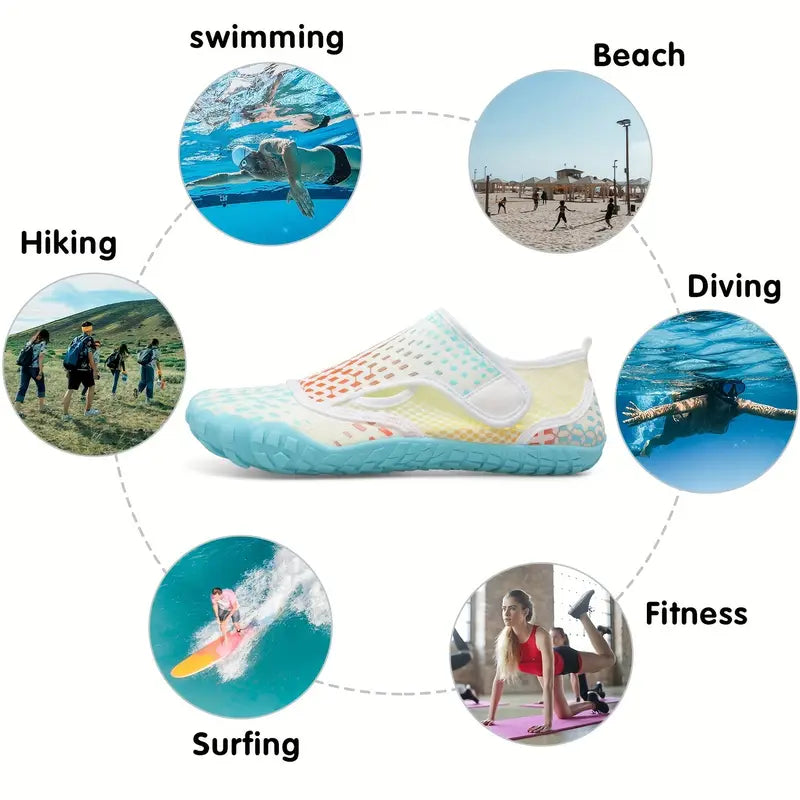 Women's Barefoot Aqua Shoes, Comfy Breathable Quick Drying Water Shoes, Suitable For Beach Diving Fitness Surfing for Koningsdag/King's Day Lake blue & other colors