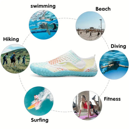 Women's Barefoot Aqua Shoes, Comfy Breathable Quick Drying Water Shoes, Suitable For Beach Diving Fitness Surfing for Koningsdag/King's Day Lake blue & other colors