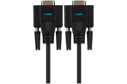Maplin Premium Serial RS232 Null Modem 9 Pin Female Cable - Black, 3m