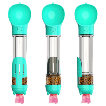 300-500ml Portable Multifunction Dog Water Bottle Food Feeder For Big Dogs 3 In 1 Poop Dispenser Puppy Pet Travel Drinking Bowls