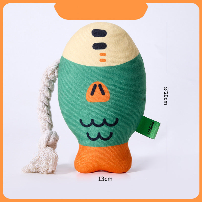 TUGME Plush Chew Toys For Inside Dog Plush Squeaky Toys Puffhead Fish Chew Toys Sound Interactive Teeth Toy Wear-Resistant Dog Toys