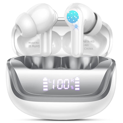 Wireless Earbuds, Bluetooth 5.4 Headphones with 4 ENC Noise Cancelling Microphone, Ear buds with HiFi Stereo Deep Bass, Bluetooth Earphones 45H Playtime LED Display, IP7 Waterproof, Dark Black