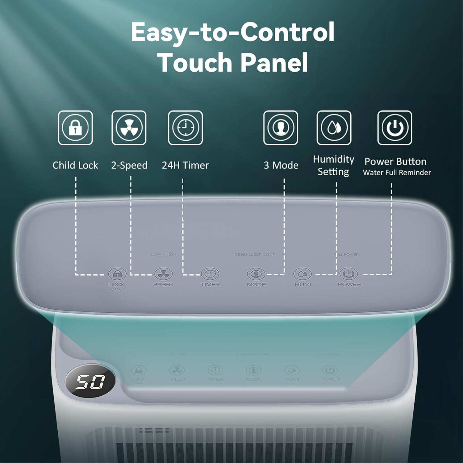 LEENON Dehumidifiers for Home 16L/Day Compressor Dehumidifier for Bedroom with Ultra-Quiet Sleep Mode Drying Clothes, Auto Off, 24H Timer, Continuous Drainage, Humidity Sensor, for Basement Home Damp